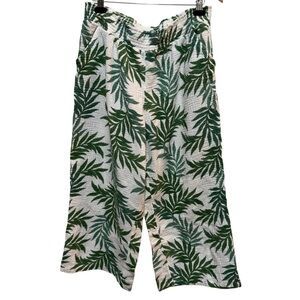 Joyspun Gauze Pants Tropical Palm Leaf Print Wide Leg XL